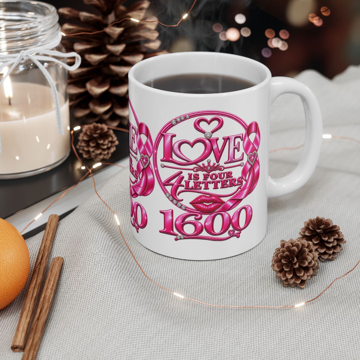 Pink Ribbon 10 Year Awareness Mug - front view